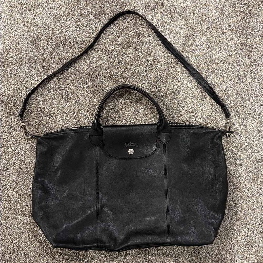 NWOT Longchamp Le Pliage Large Leather Tote Bag